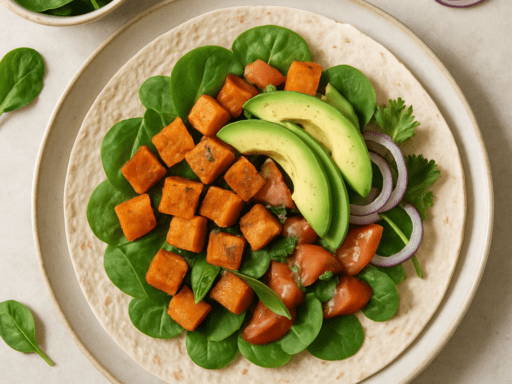 Gezonde wrap met zoete aardappel