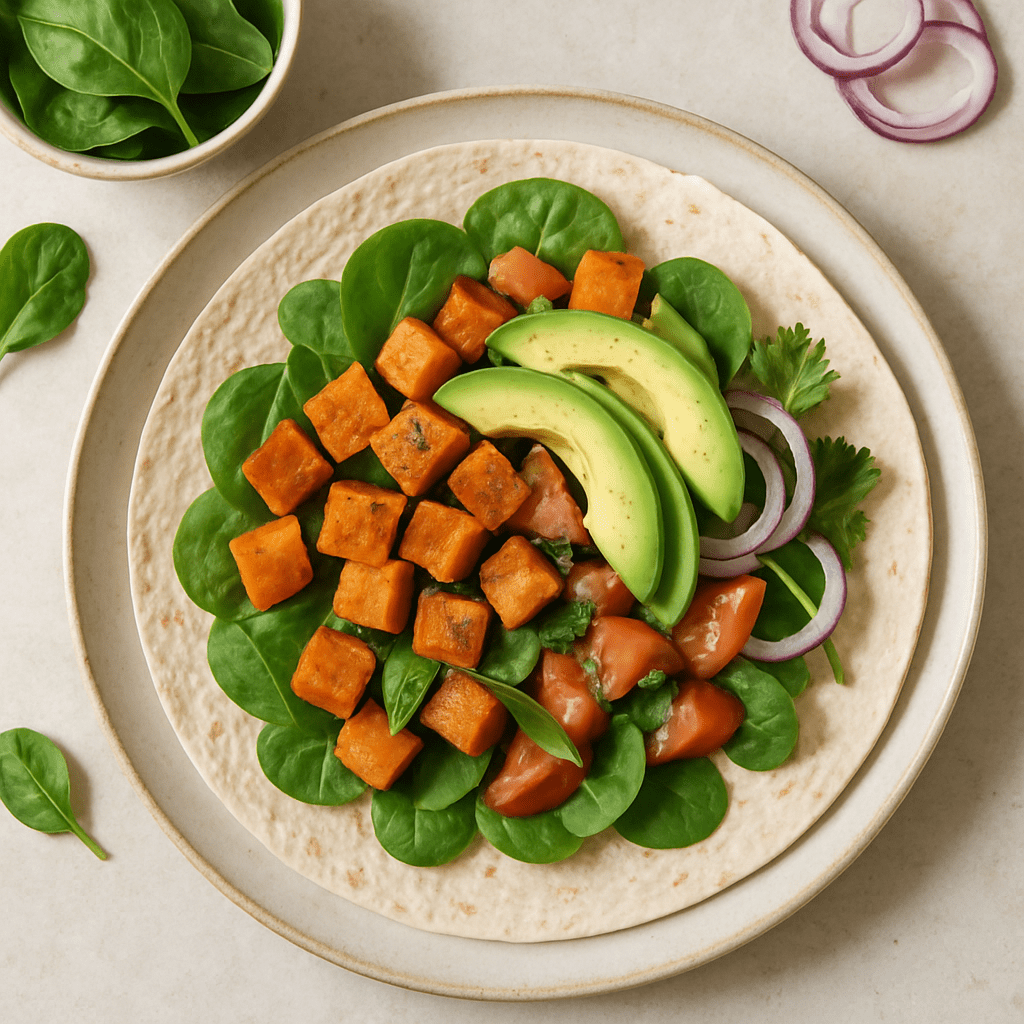 Gezonde wrap met zoete aardappel