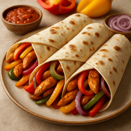 Kip fajita wrap met paprika en ui