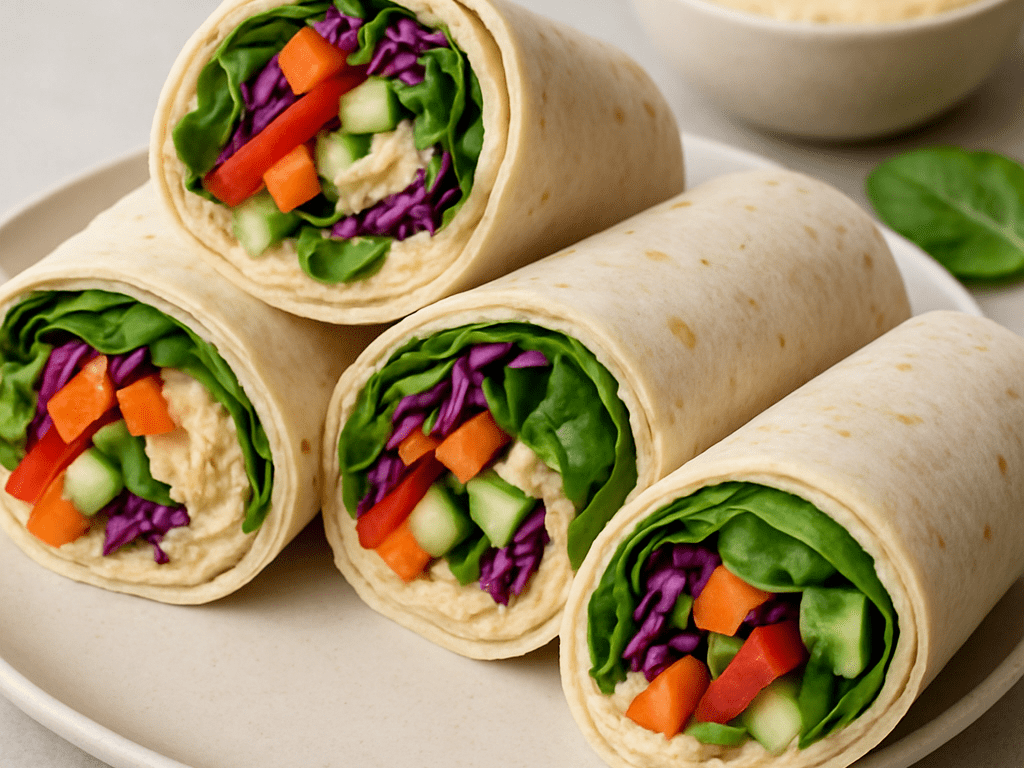 Koude wrap met hummus en groenten