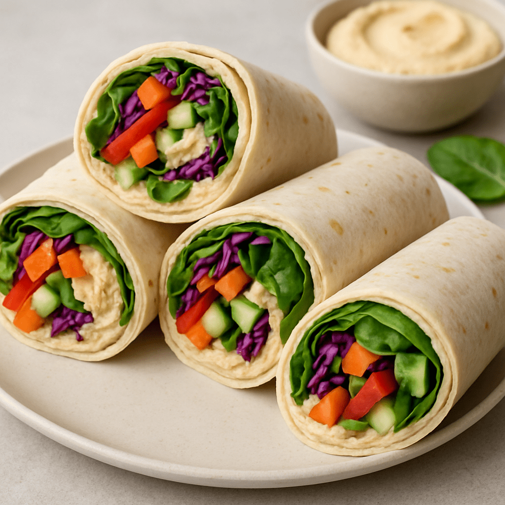 Koude wrap met hummus en groenten