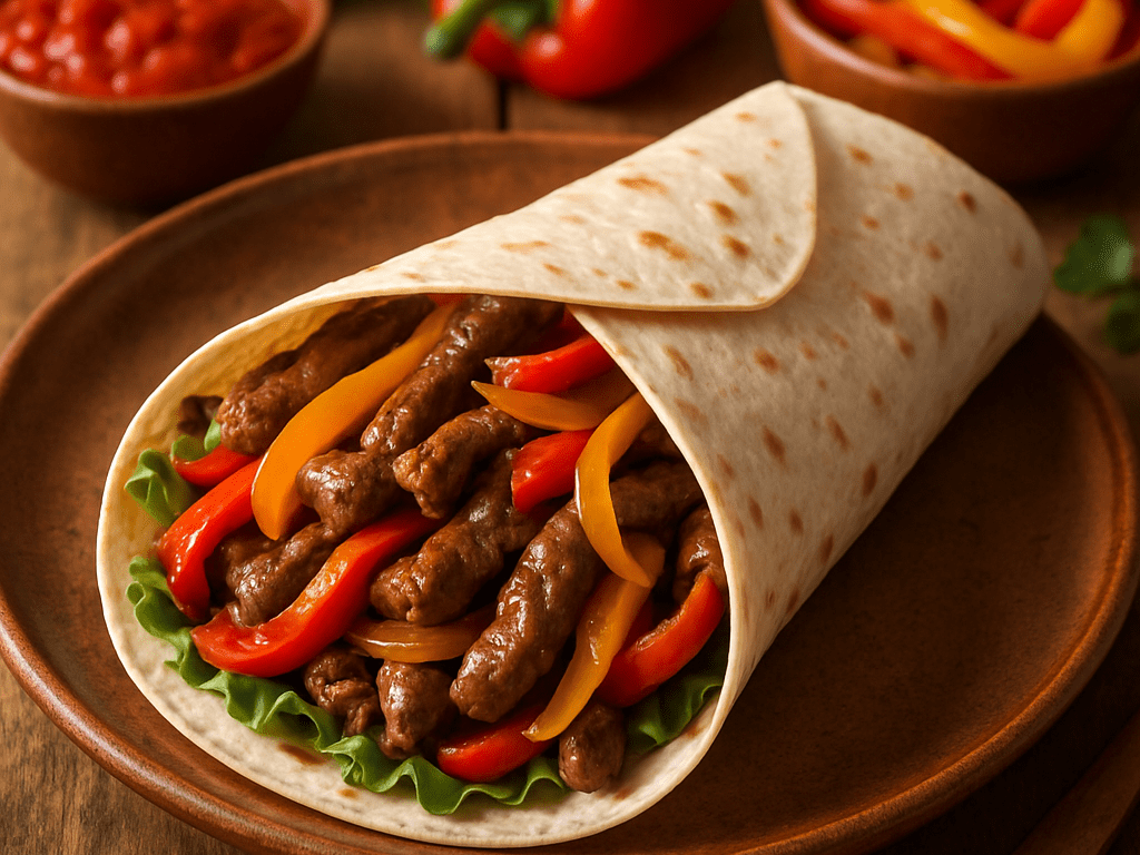 Mexicaanse wrap met rundvlees en paprika