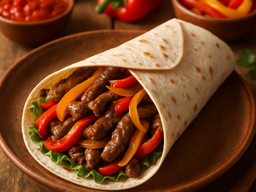 Mexicaanse wrap met rundvlees en paprika