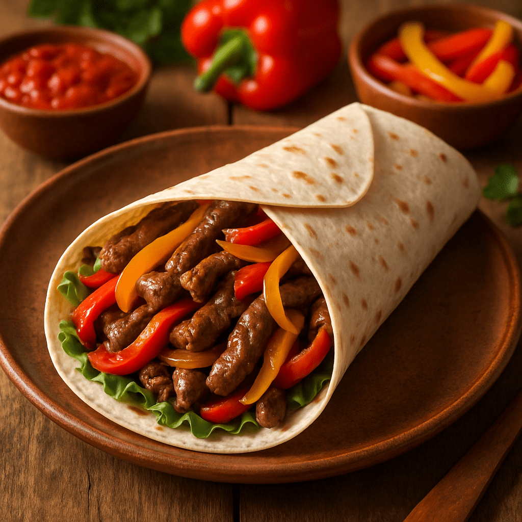 Mexicaanse wrap met rundvlees en paprika