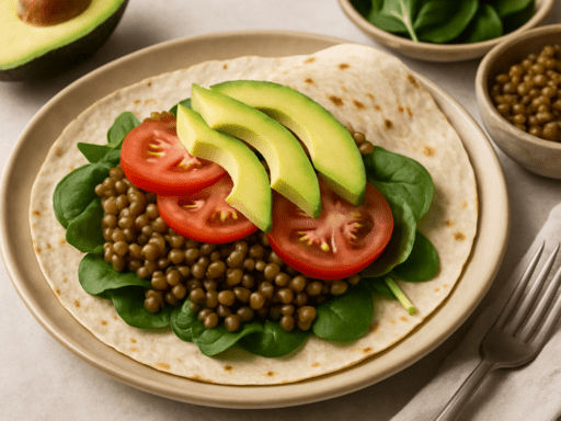 Vegan wrap met linzen en spinazie