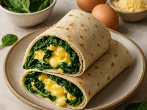 Vegetarische wrap met spinazie en ei en kaas