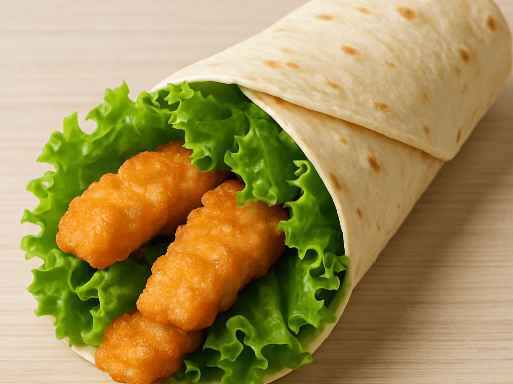 Wrap met gebakken vis en sla