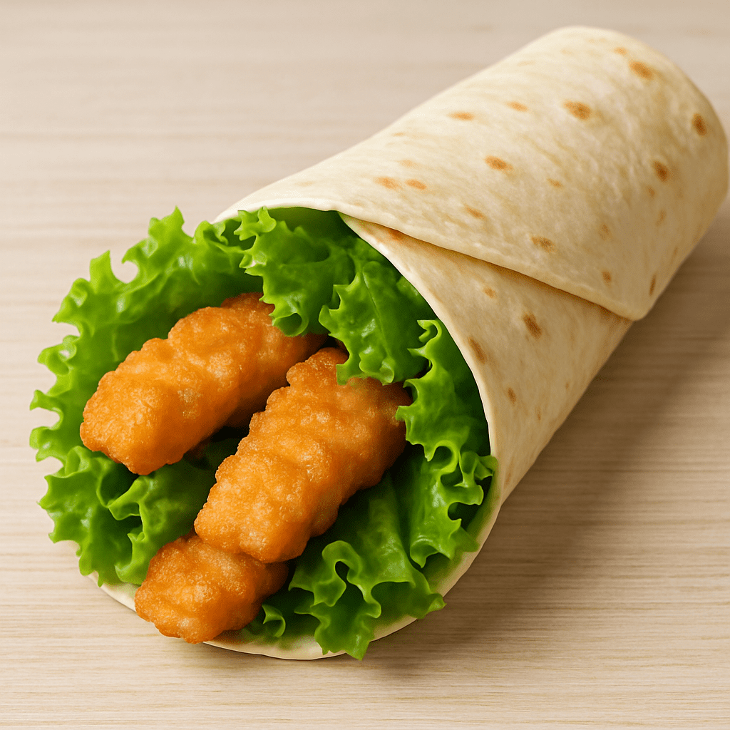 Wrap met gebakken vis en sla