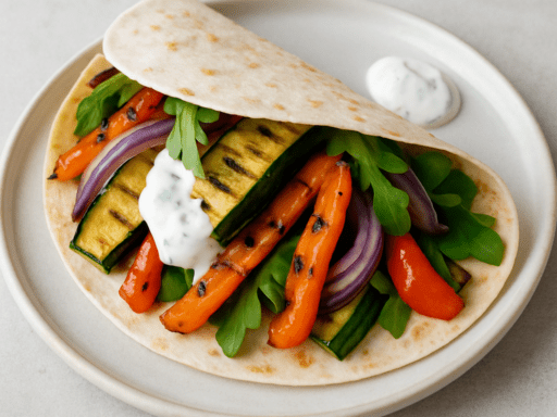 Wrap met gegrilde groenten en magere saus