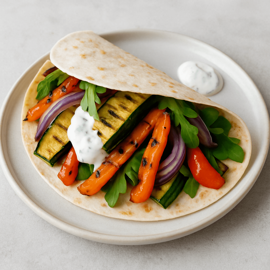 Wrap met gegrilde groenten en magere saus