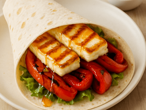 Wrap met halloumi en honing en paprika