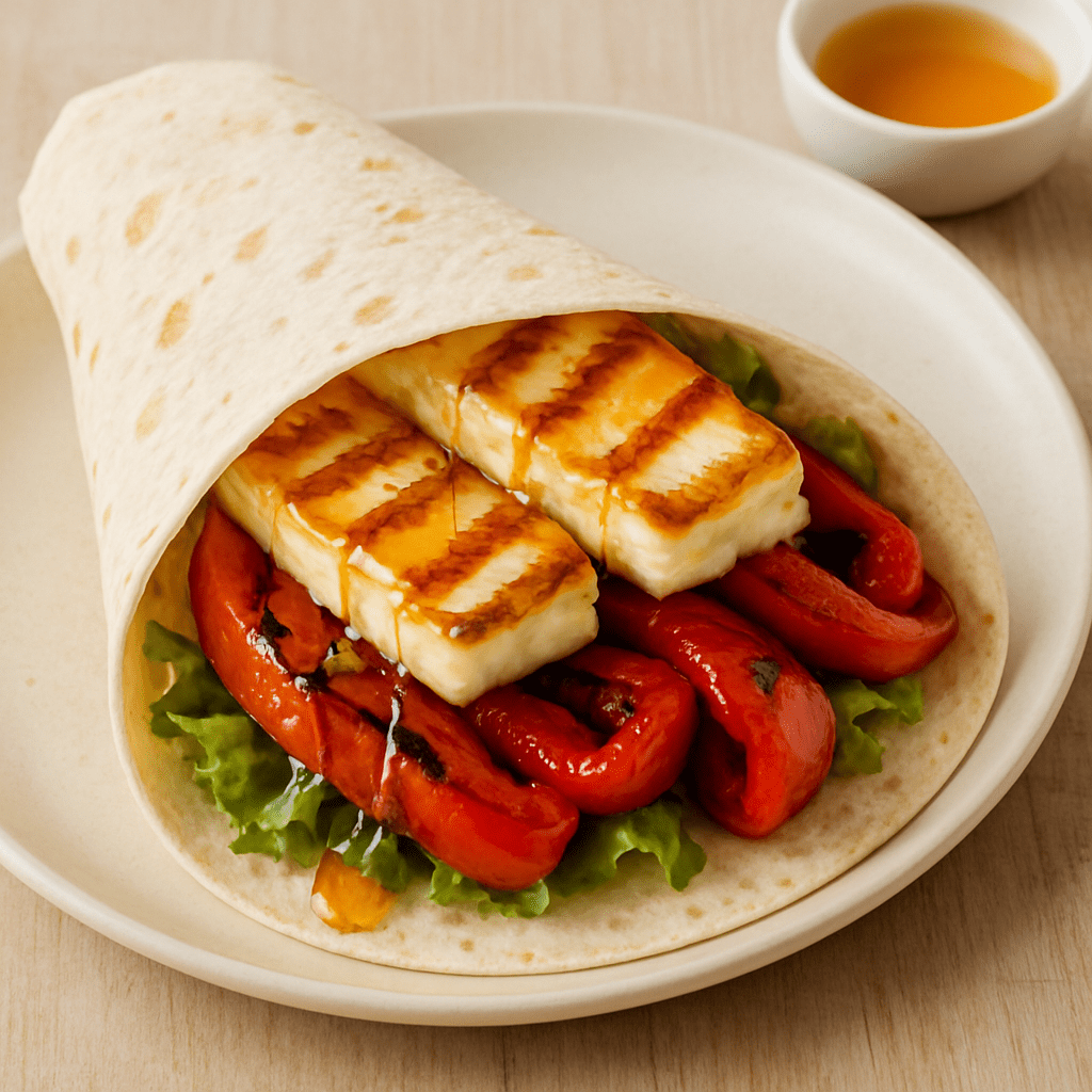 Wrap met halloumi en honing en paprika