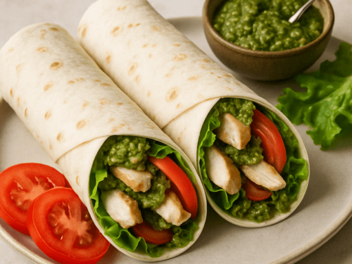 Wrap met kip en pesto voor lunch