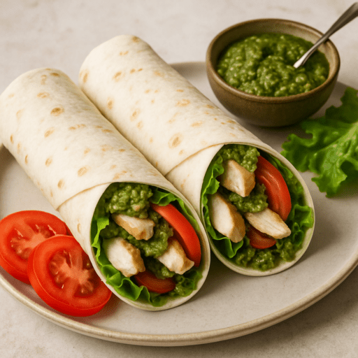 Wrap met kip en pesto voor lunch