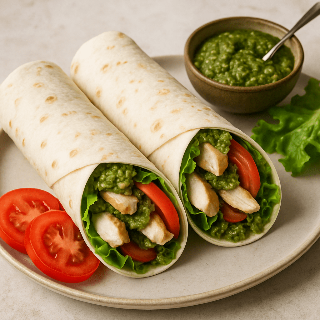Wrap met kip en pesto voor lunch