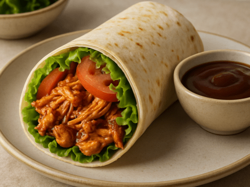 Wrap met pulled chicken en barbecuesaus