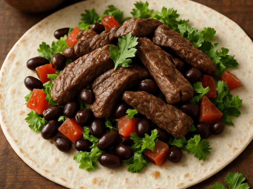 Wrap met rundvlees en bonen en kruiden