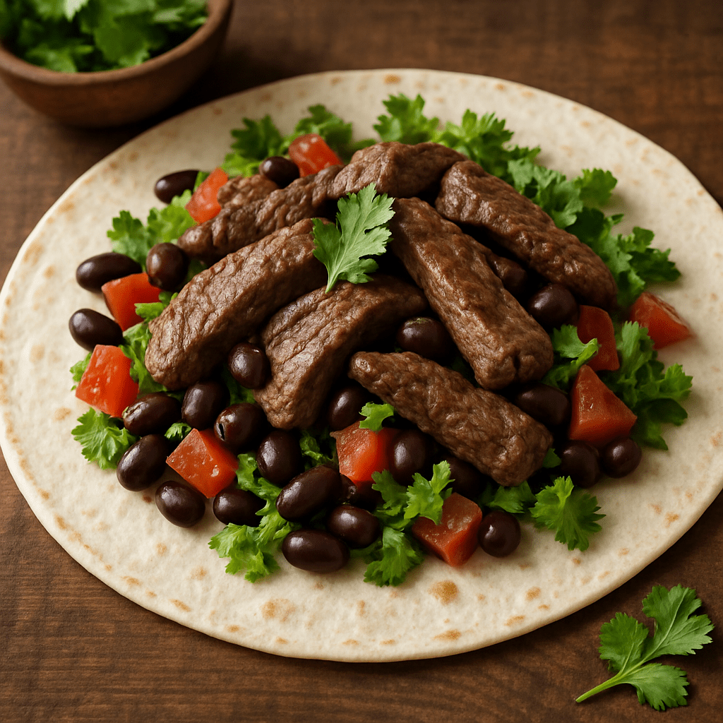 Wrap met rundvlees en bonen en kruiden