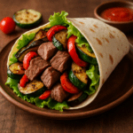 Wrap met rundvlees en gegrilde groenten