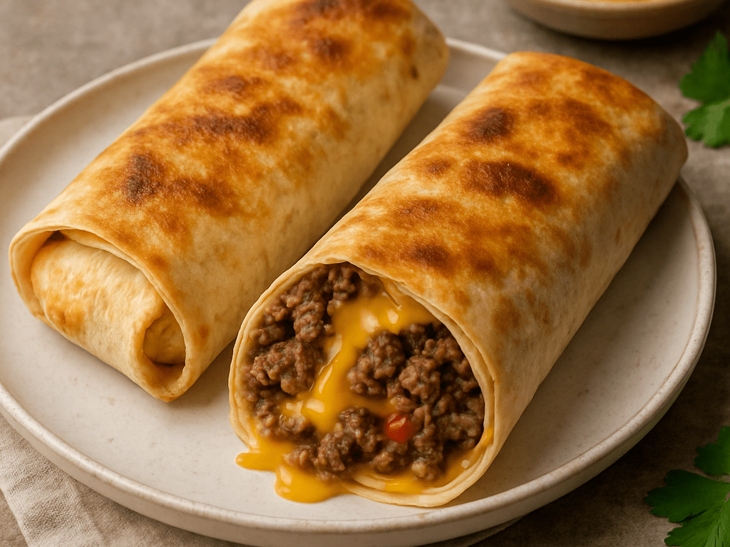Wrap met rundvlees en kaas uit de oven