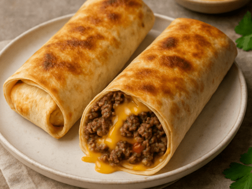 Wrap met rundvlees en kaas uit de oven