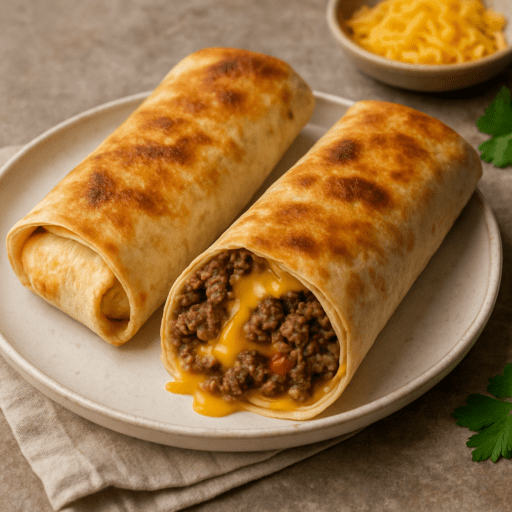Wrap met rundvlees en kaas uit de oven