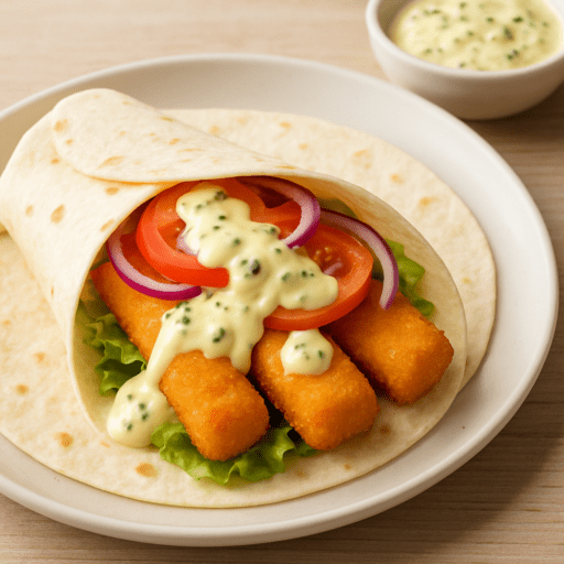 Wrap met vissticks en ravigottesaus