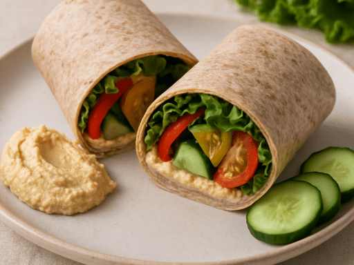Wrap met volkoren tortilla en hummus