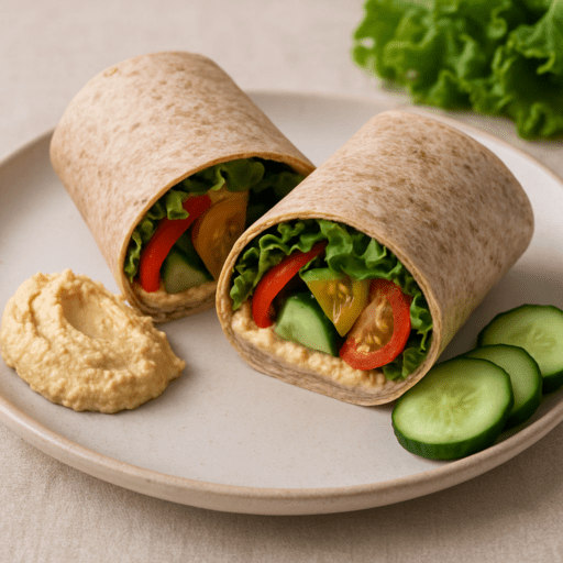 Wrap met volkoren tortilla en hummus