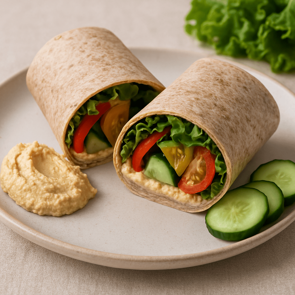 Wrap met volkoren tortilla en hummus