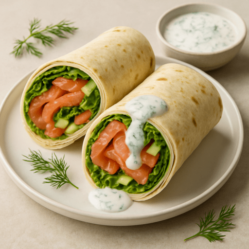 Wrap met zalm en dillesaus