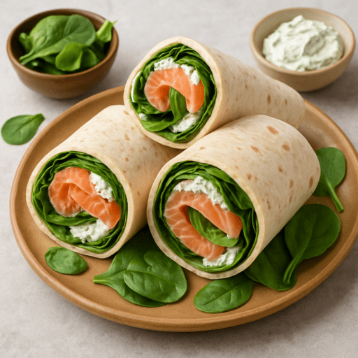 Wrap met zalm en spinazie