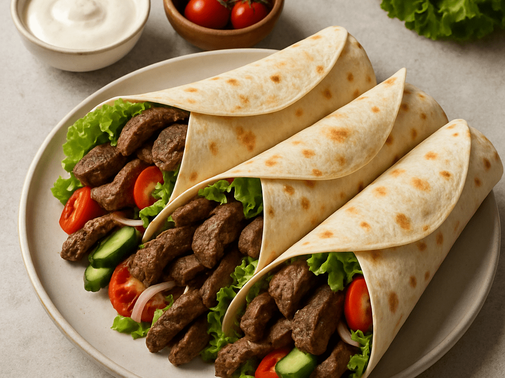 Wraps met rundvlees voor diner