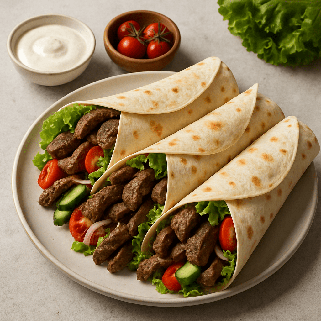 Wraps met rundvlees voor diner